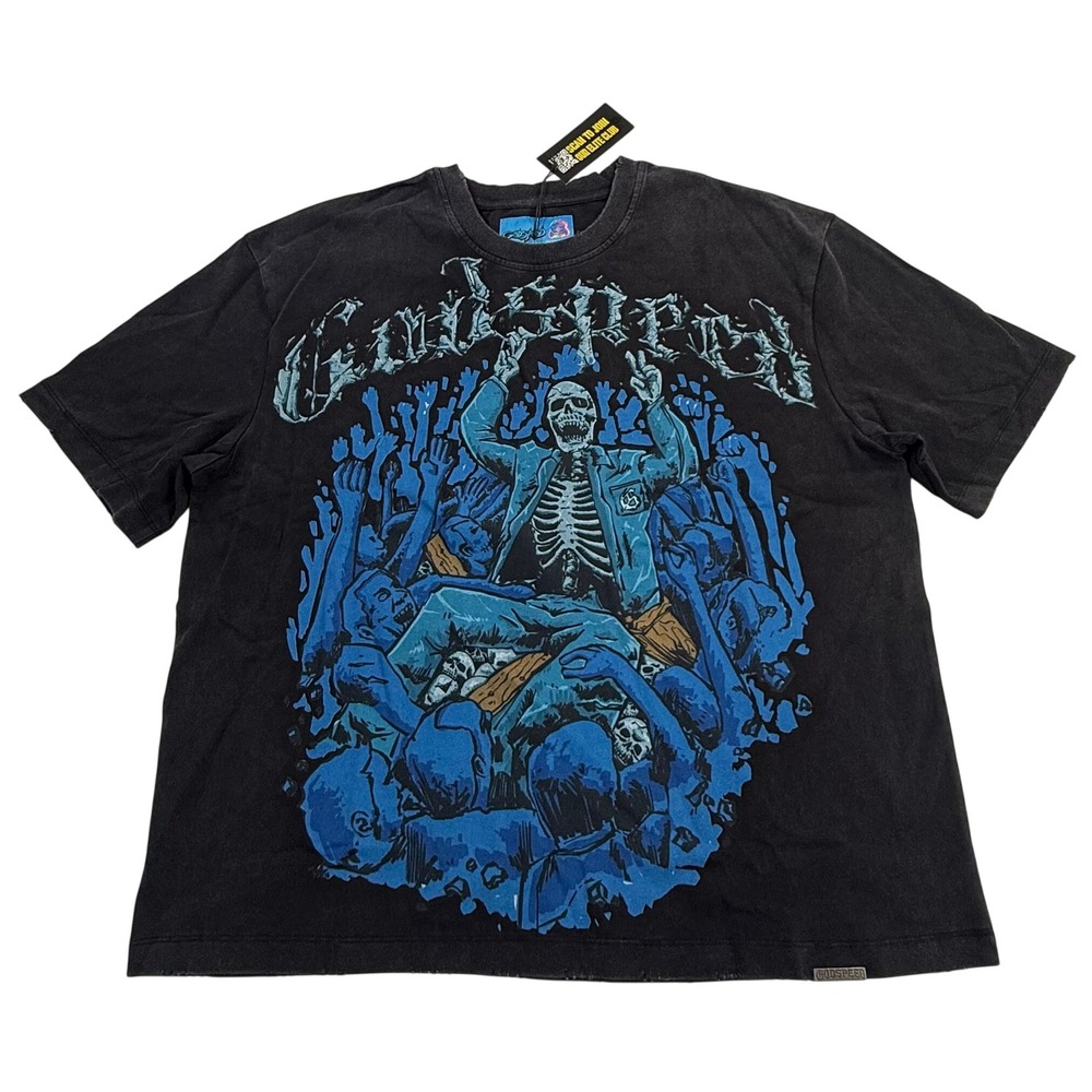 Godspeed Next Gen Collection MMXXV Skeleton Graphic T-Shirt Black Blue Mens L